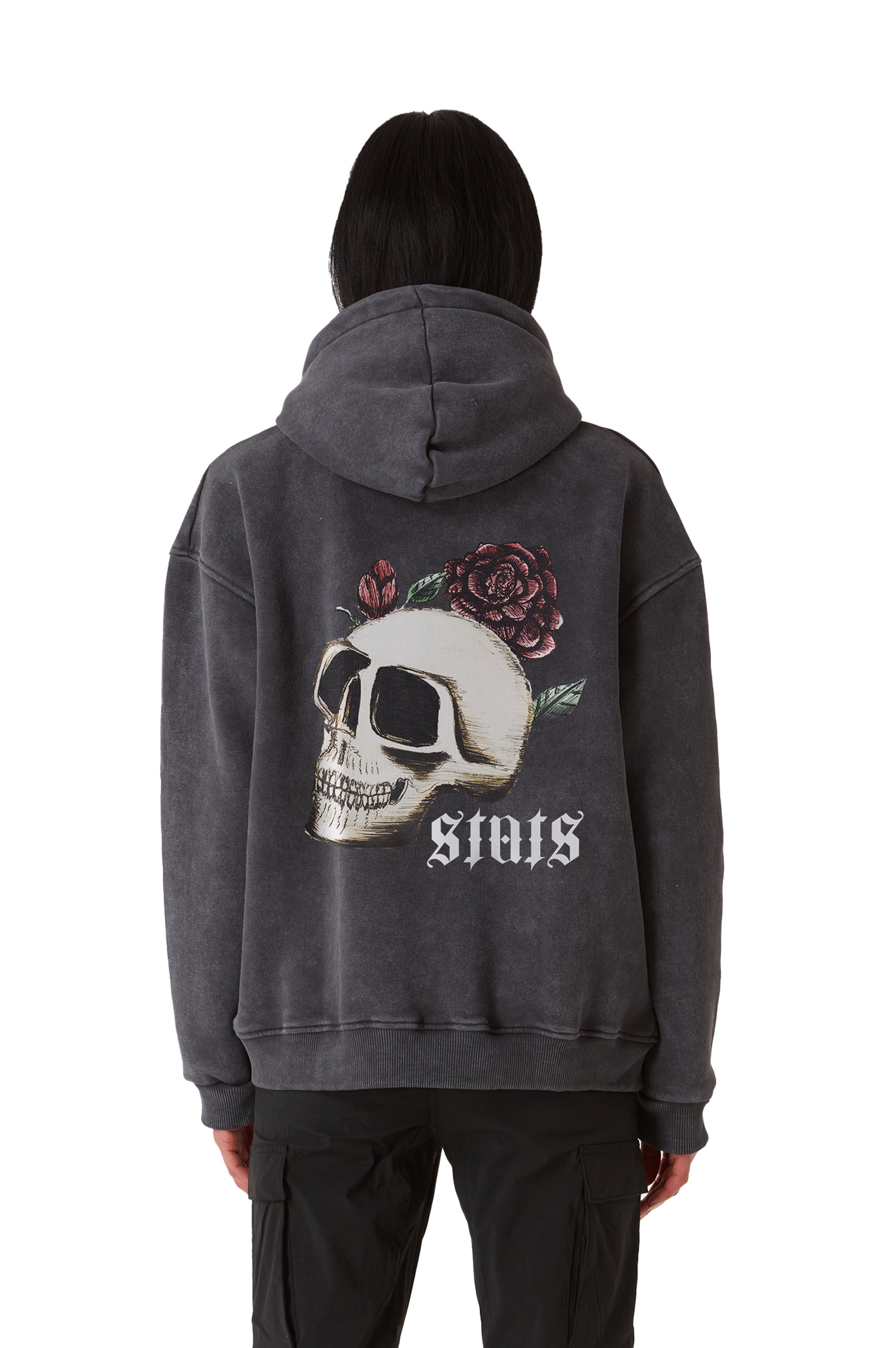 SKULL OVERSIZED HOODIE WOMEN - Stone