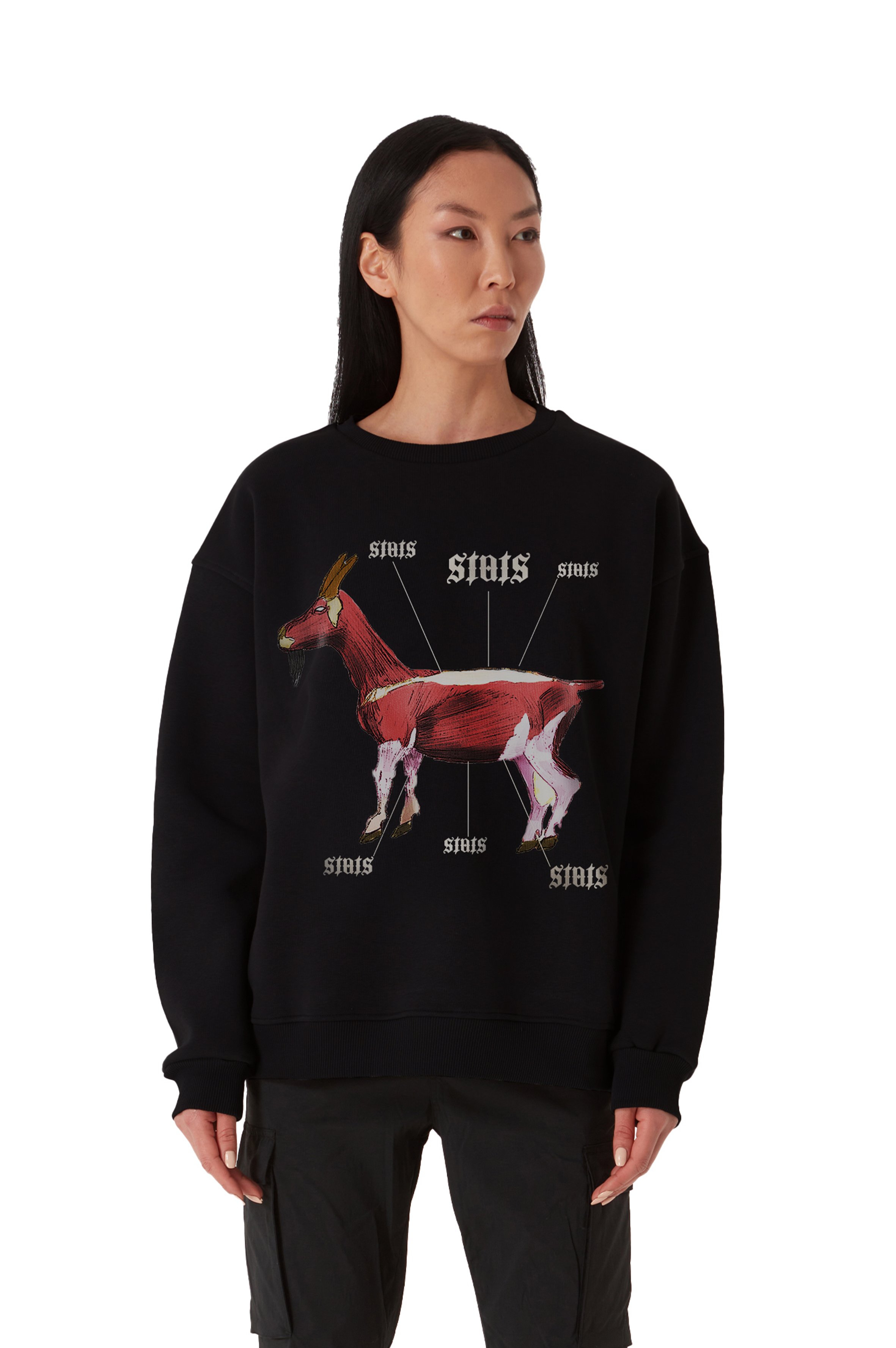 GOAT OVERSIZED HEAVY SWEATSHIRT WOMEN - Black
