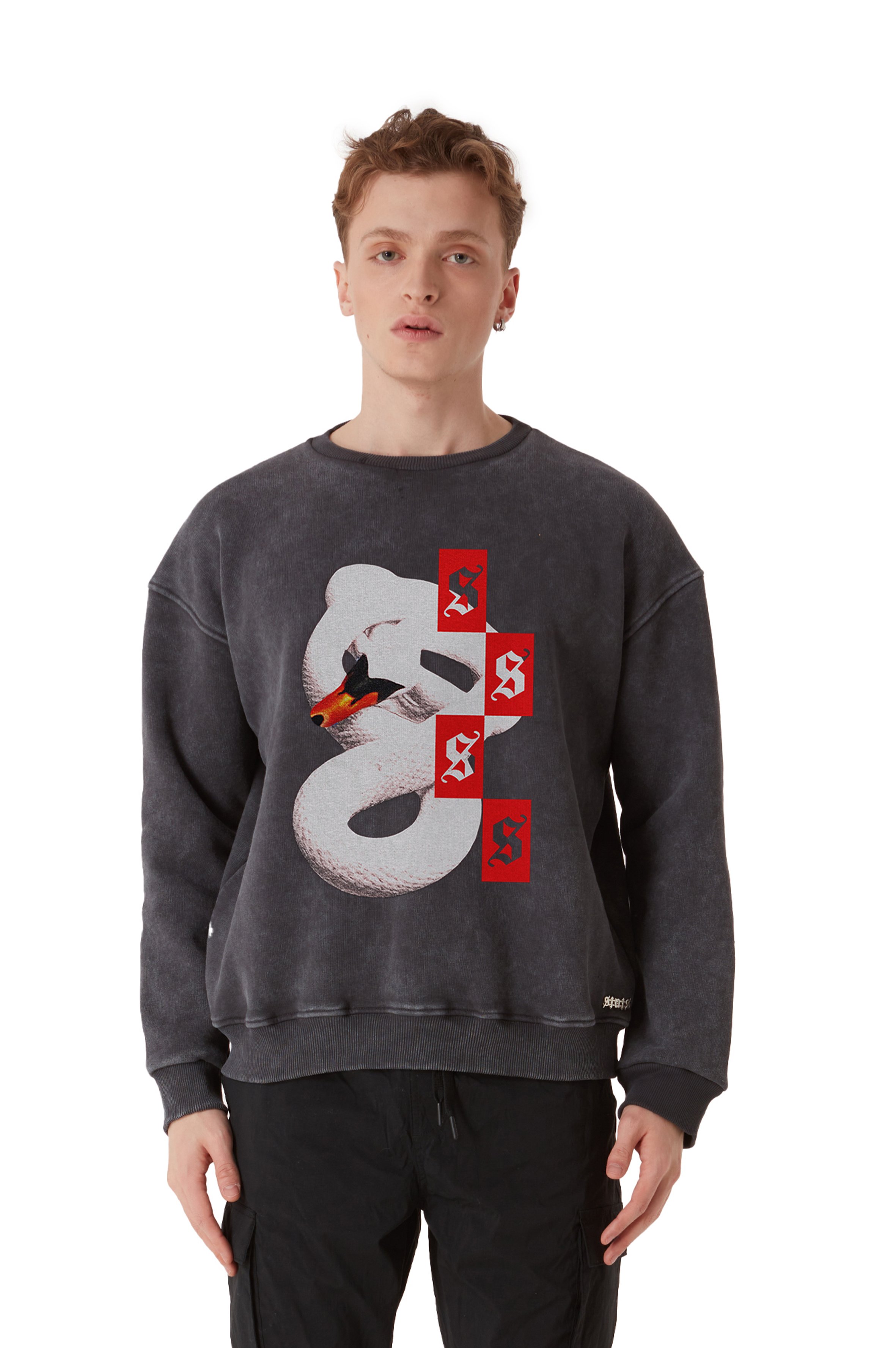 SNAKE OVERSIZED HEAVY SWEATSHIRT MEN - Stone