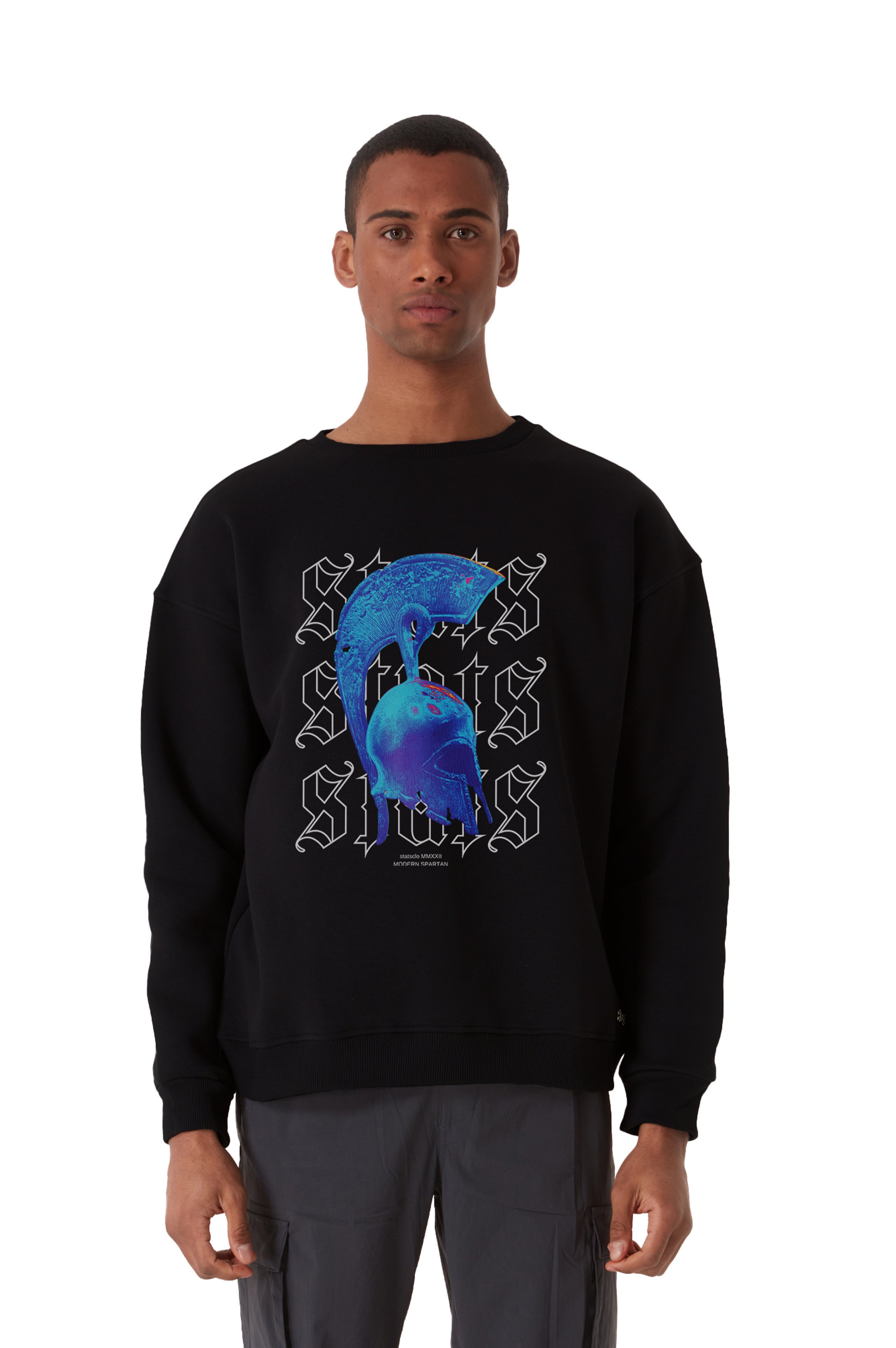 MODERN SPARTAN OVERSIZED HEAVY SWEATSHIRT MEN - Black