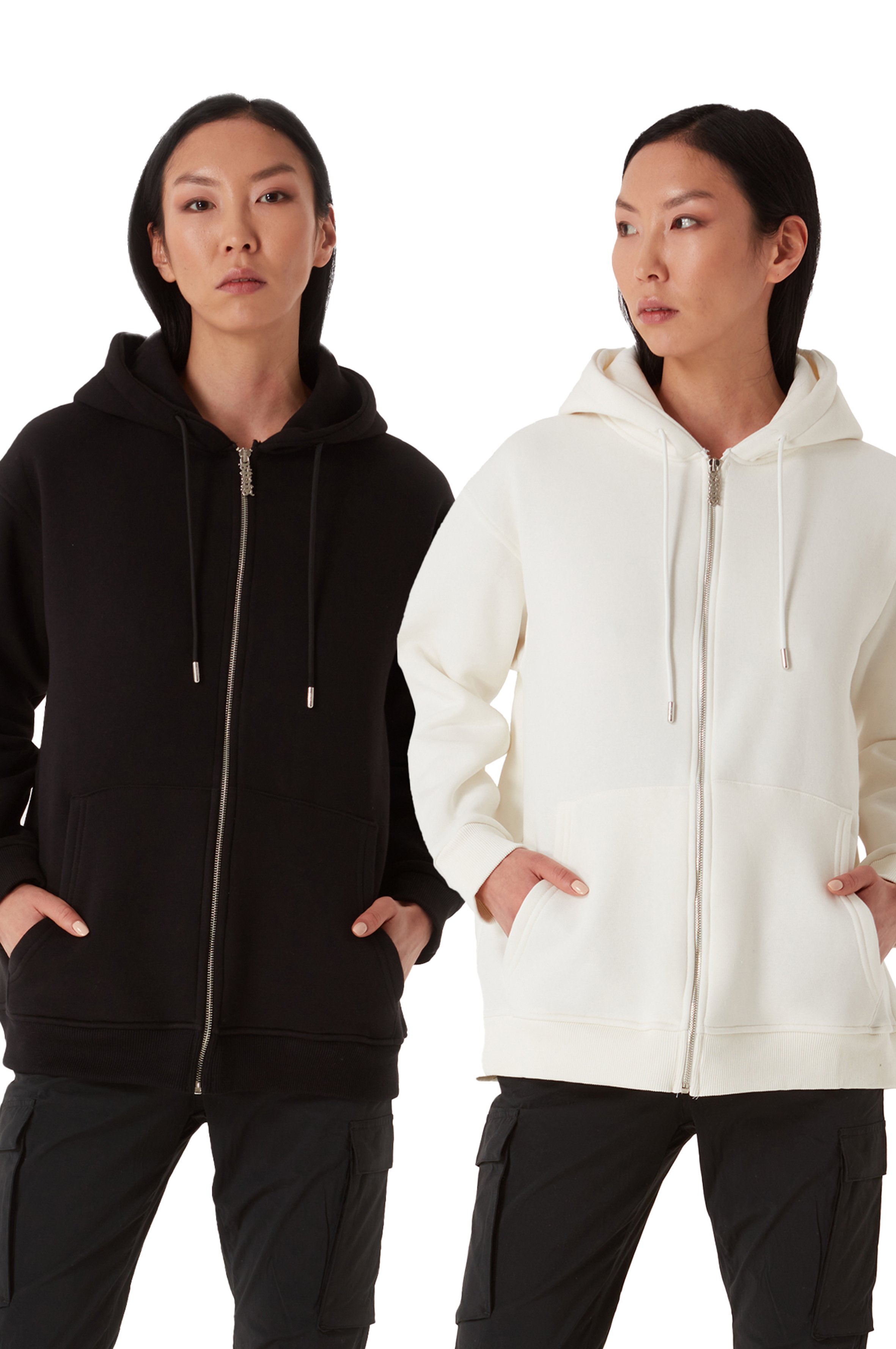 2 INN 1 STATS BLANK OVERSIZED ZIP HOODIE WOMEN