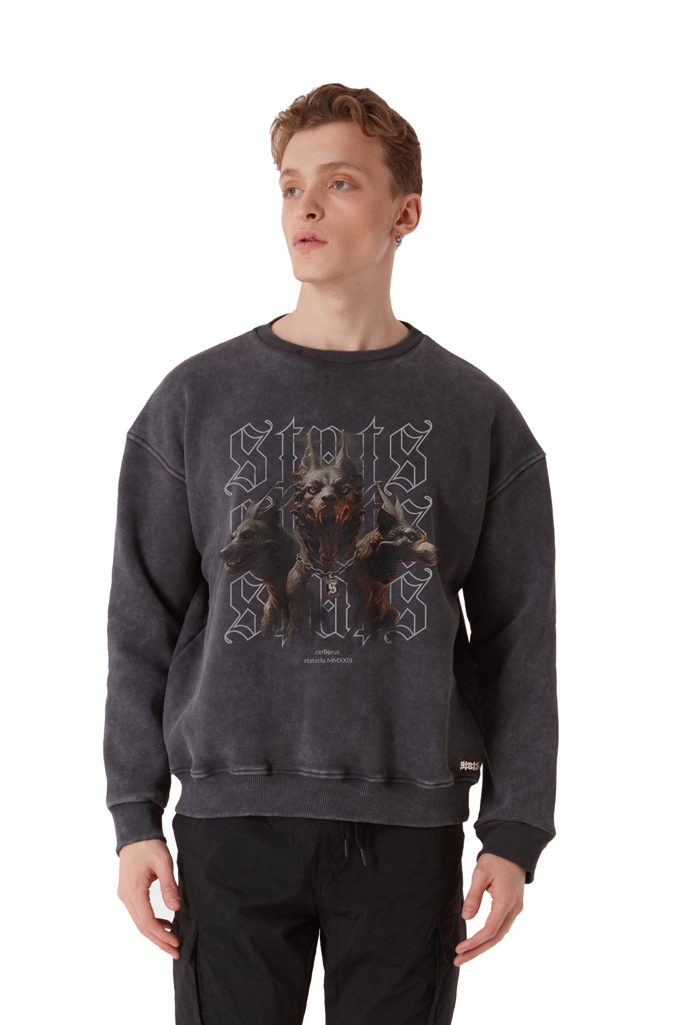 CERBERUS OVERSIZED HEAVY SWEATSHIRT MEN - Stone