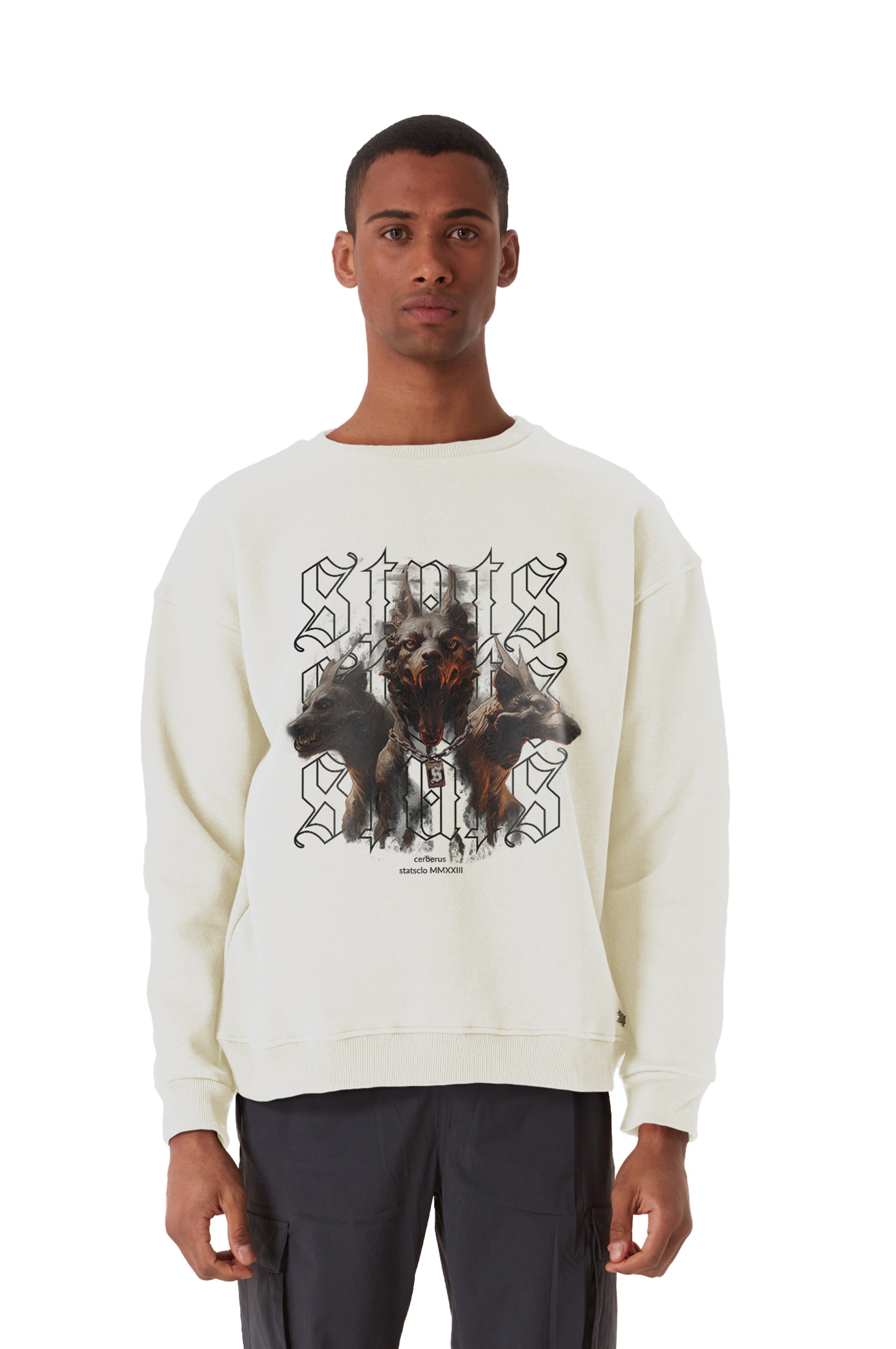 CERBERUS OVERSIZED HEAVY SWEATSHIRT MEN - Beige