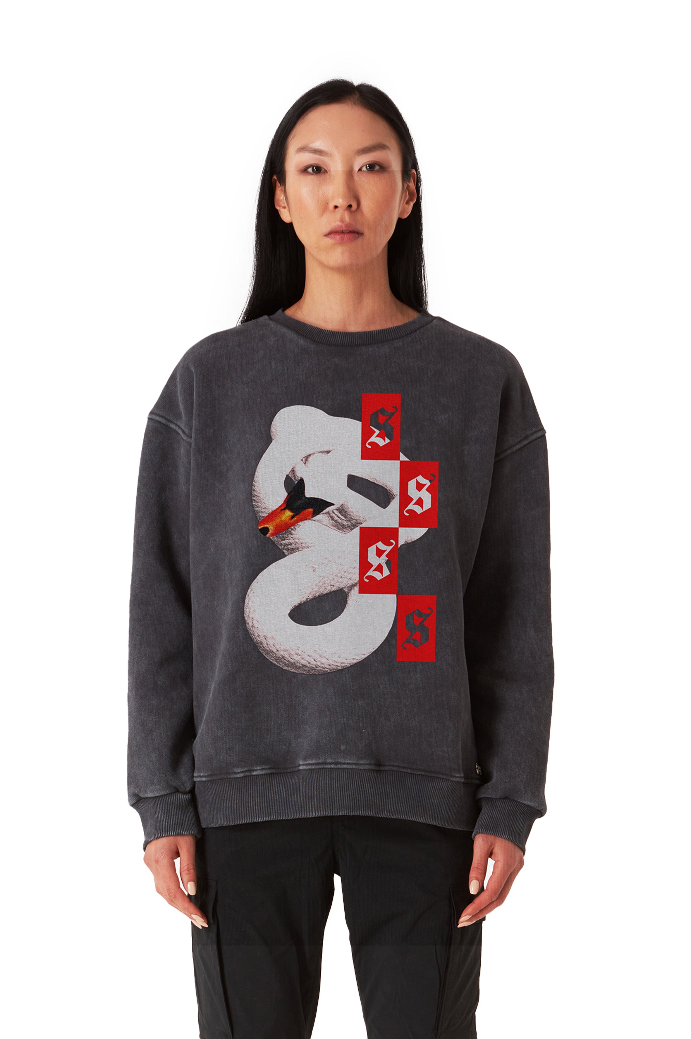 SNAKE OVERSIZED HEAVY SWEATSHIRT WOMEN - Stone