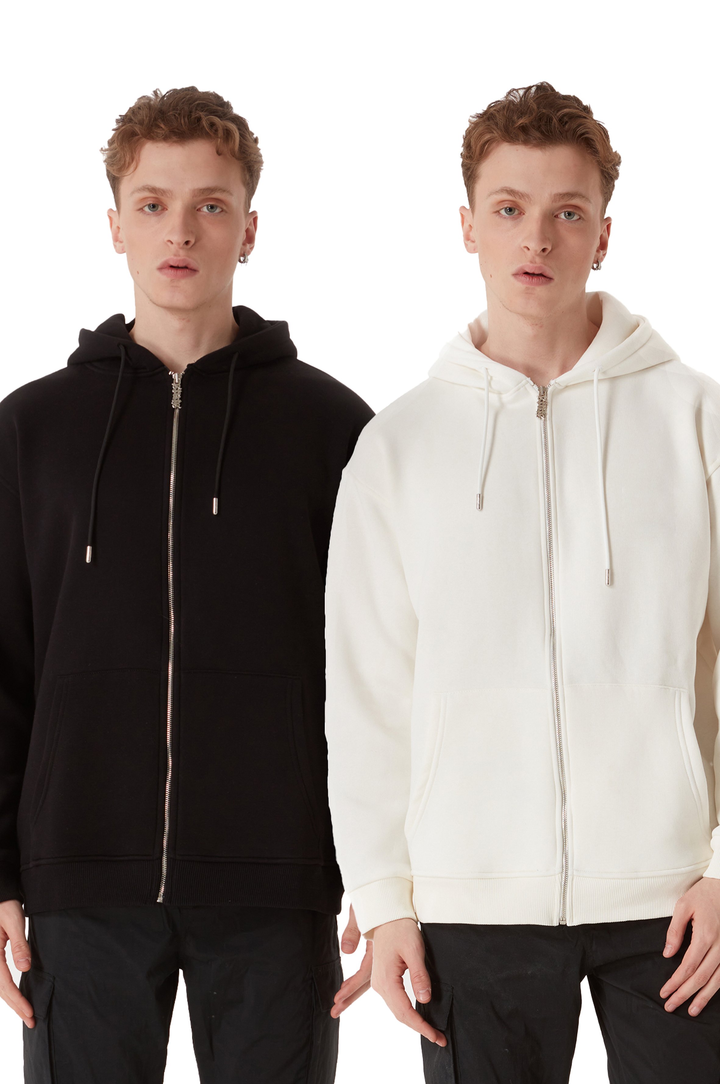 2 IN 1 STATS BLANK OVERSIZED ZIP HOODIE MEN