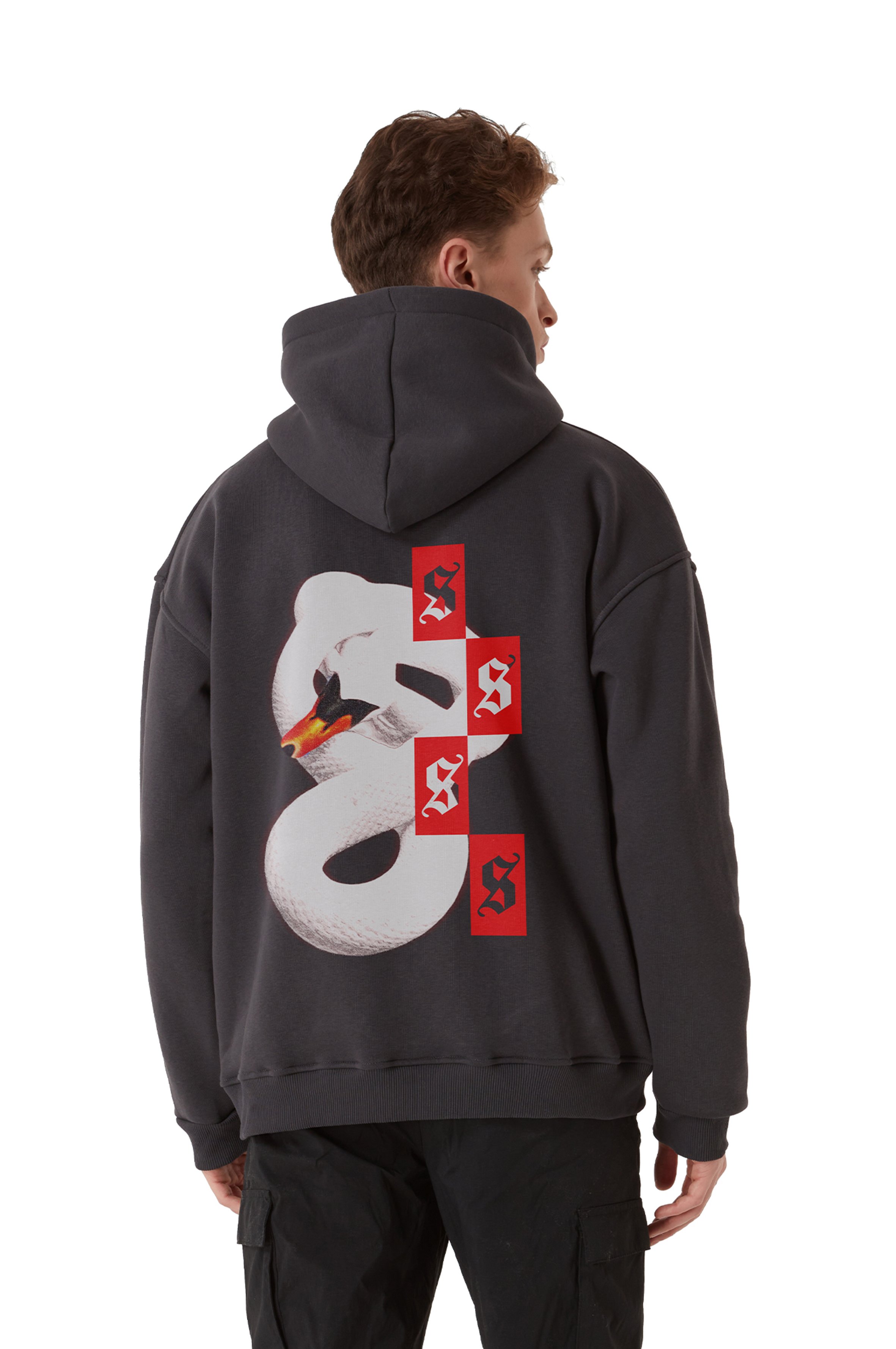 SNAKE OVERSIZED HOODIE MEN - Gray