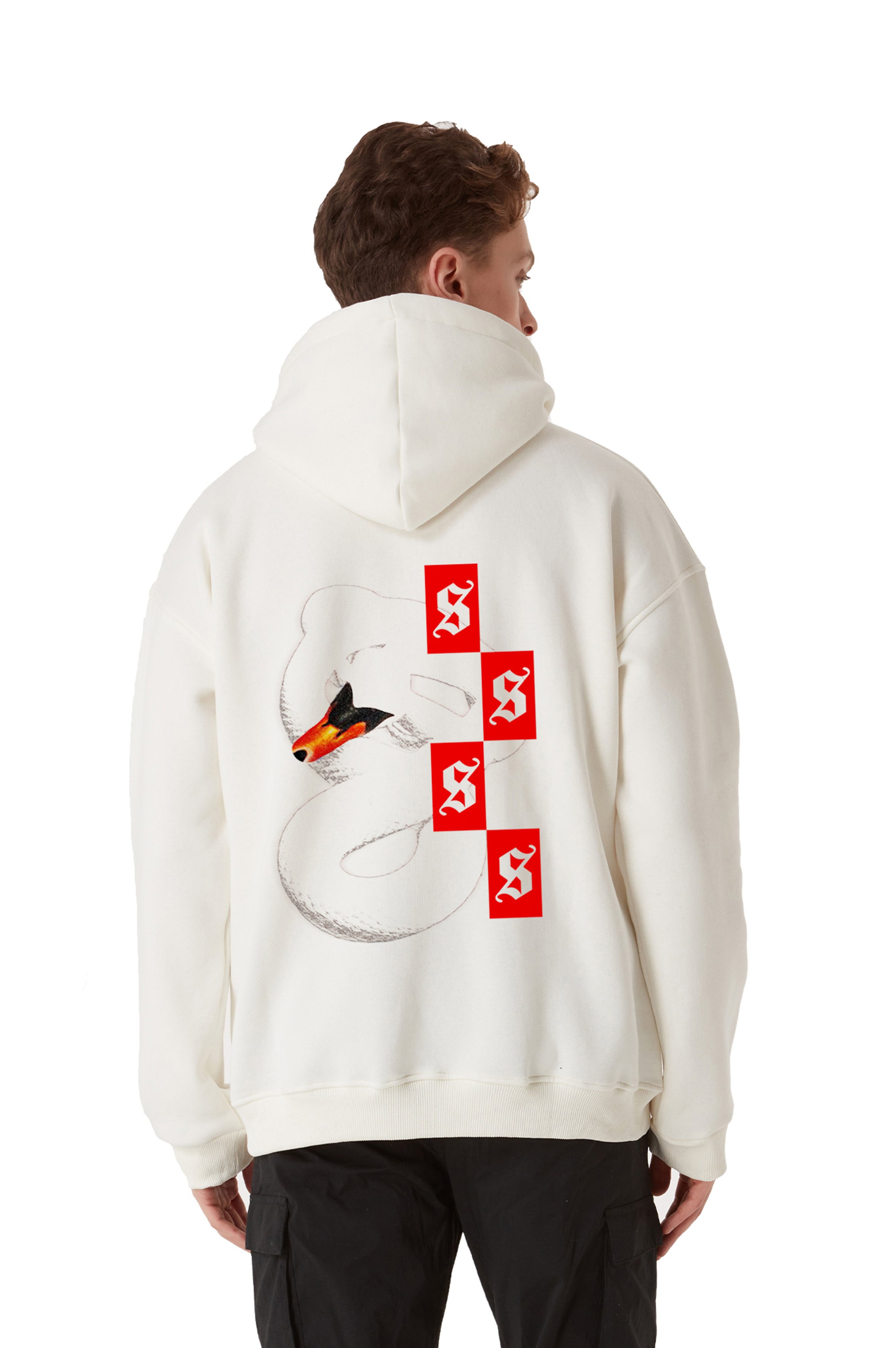 SNAKE OVERSIZED HOODIE MEN - Beige