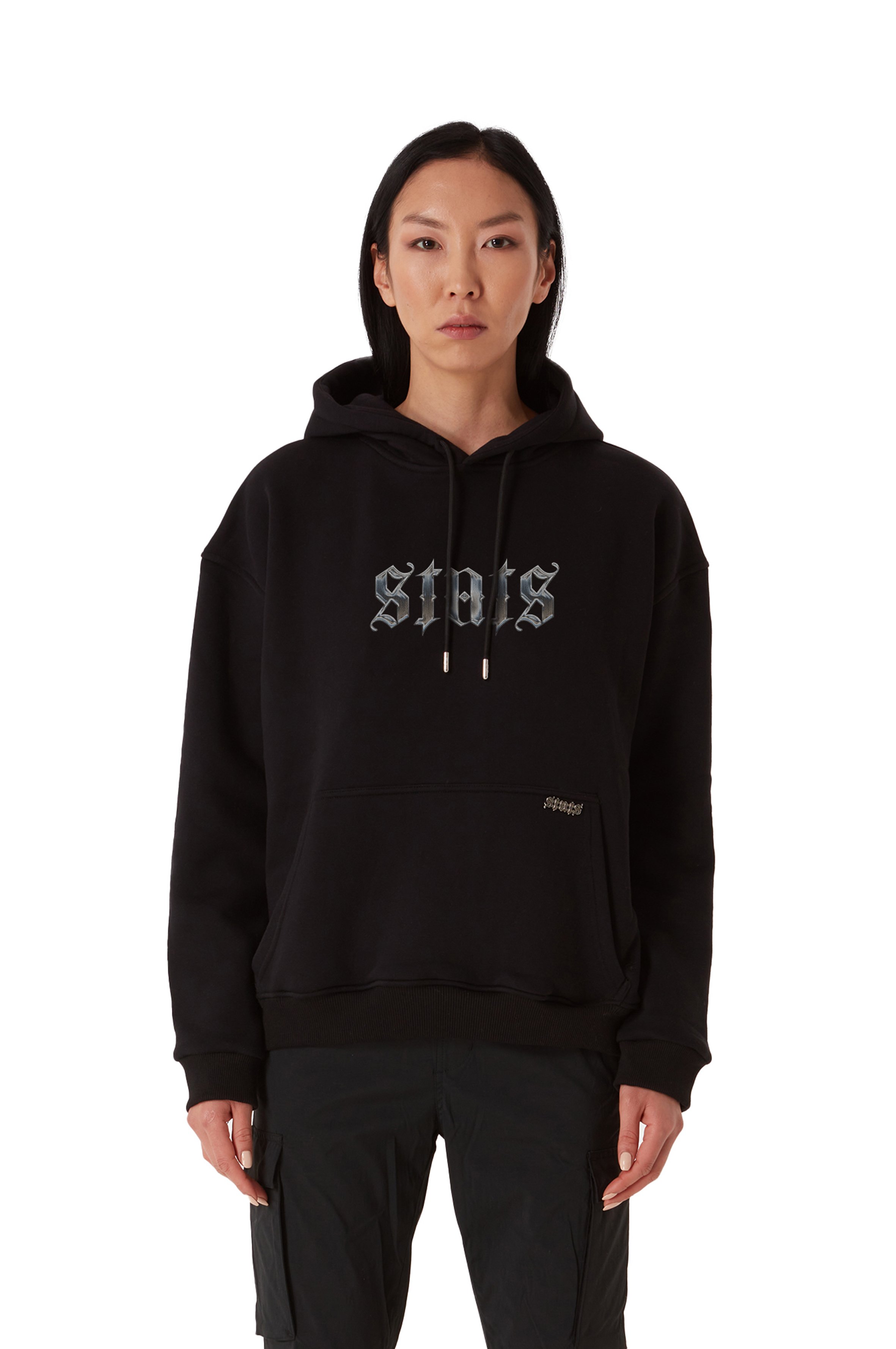 ORIGINALS STATS CHROME OVERSIZED HOODIE WOMEN - Black