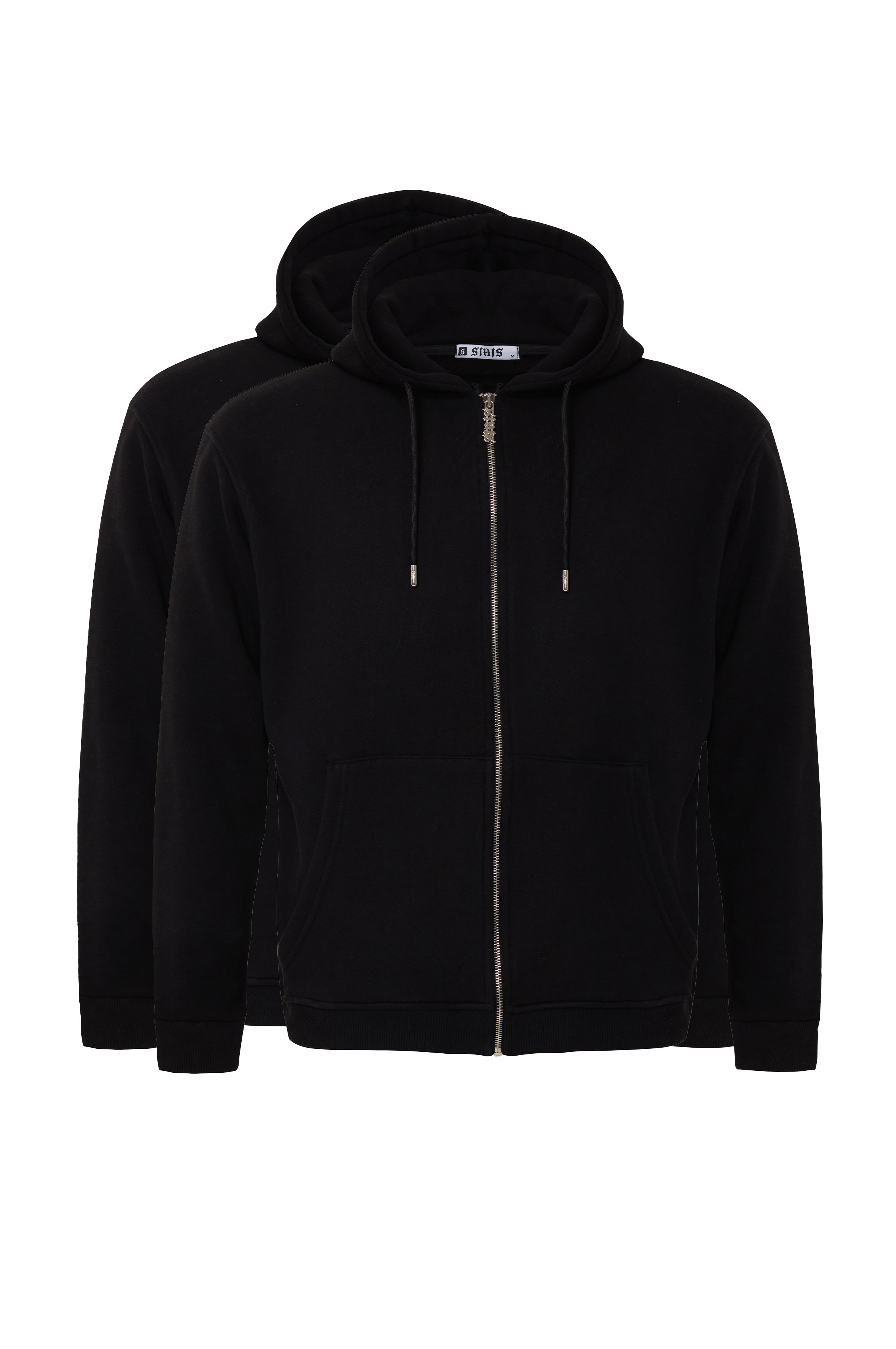 2 IN 1 STATS BLANK OVERSIZED ZIP HOODIE MEN - Black