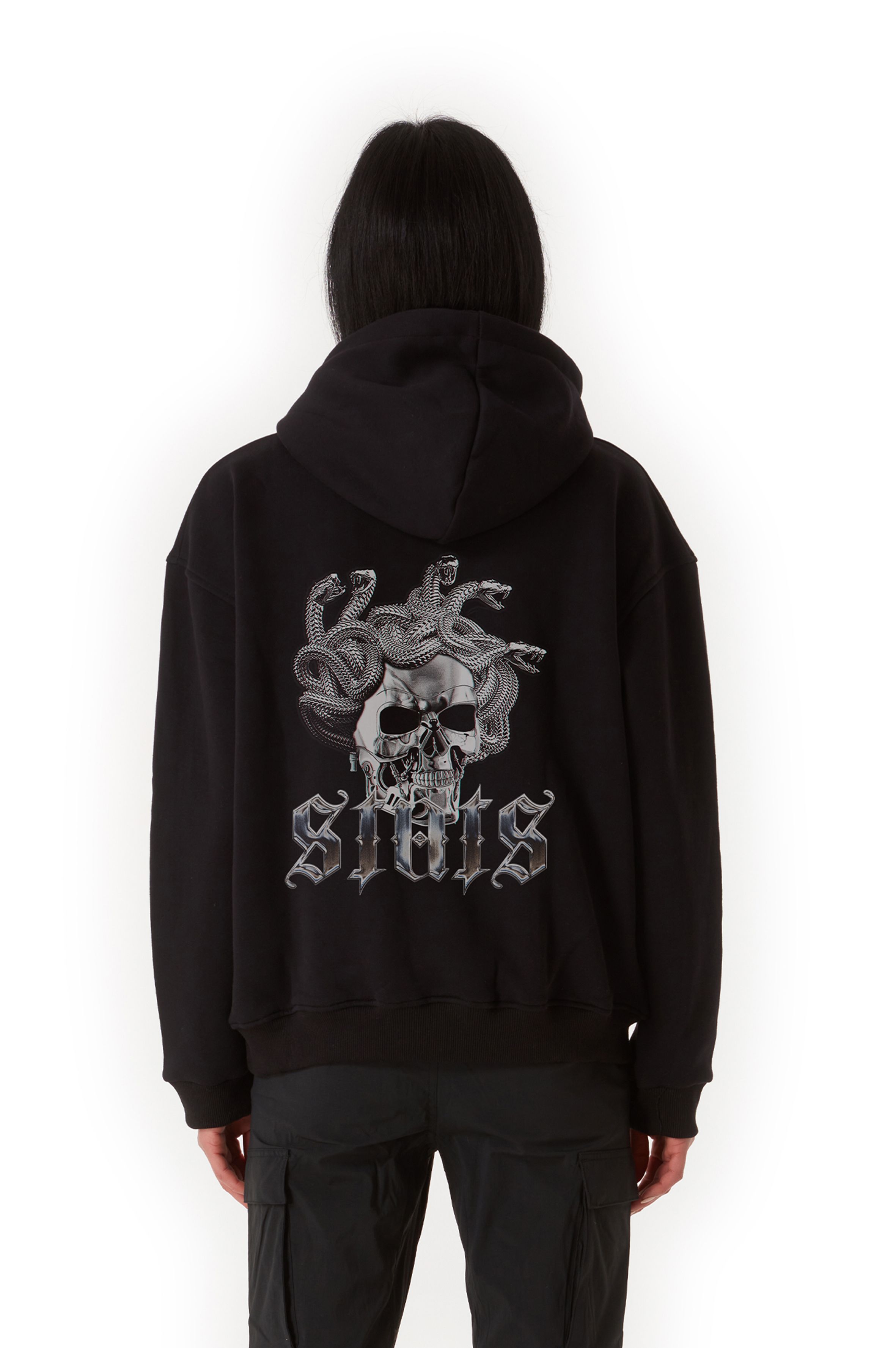 MEDUSA OVERSIZED ZIP HOODIE WOMEN - Black