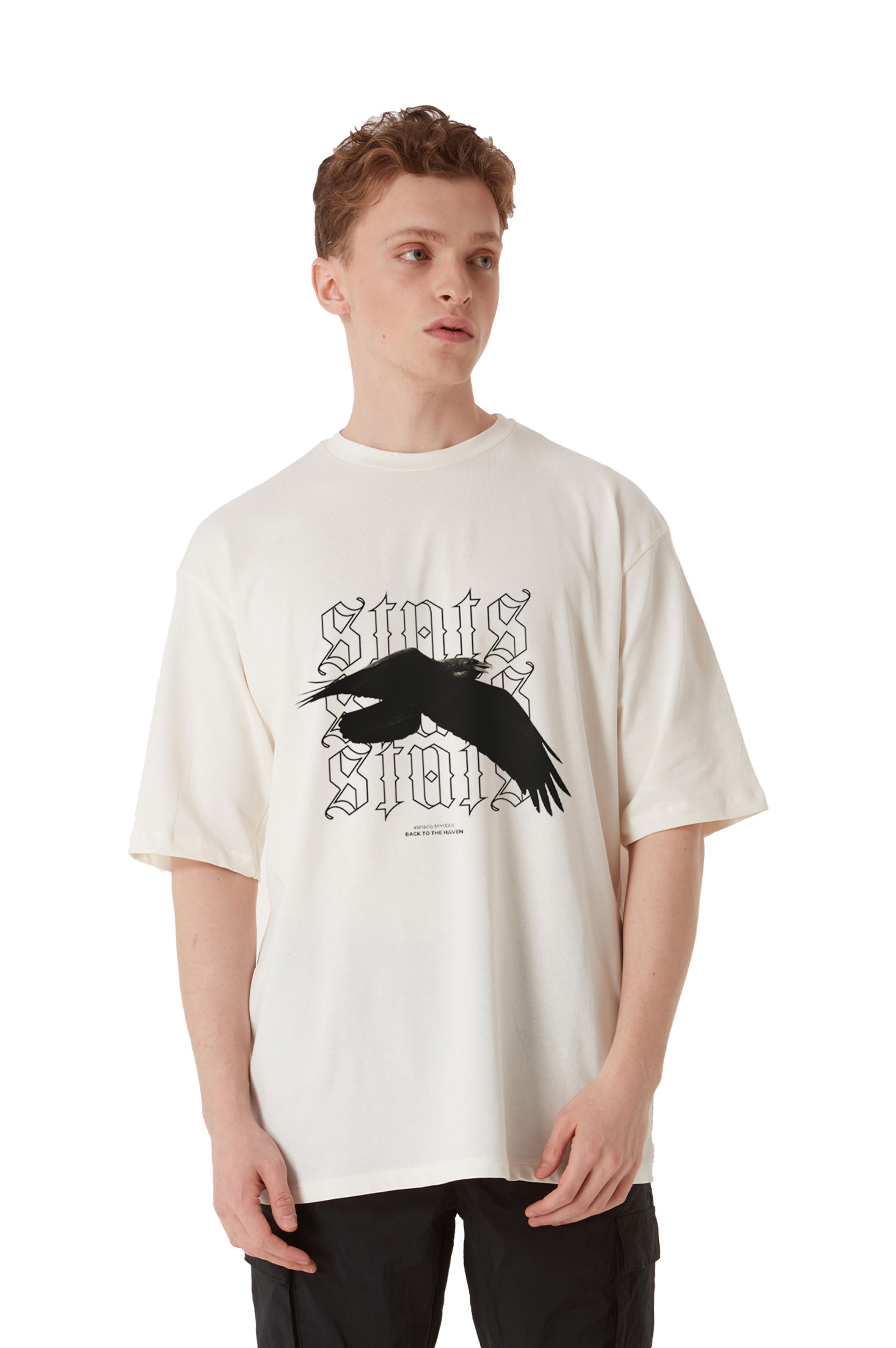 RAVEN OVERSIZED HEAVY TEE MEN - Beige