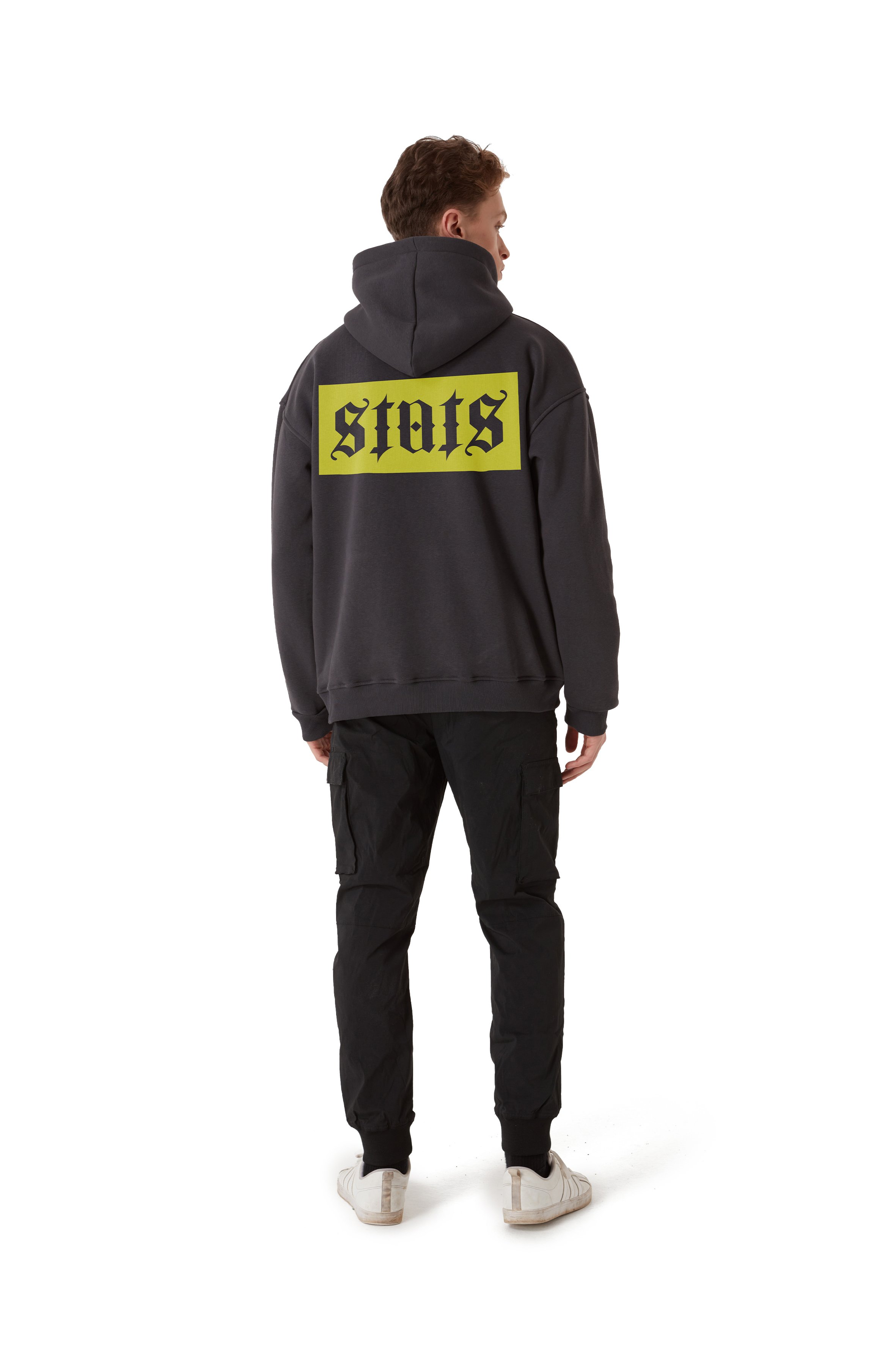 ORIGINALS YELLOW SIGNATURE OVERSIZED GRAY HOODIE MEN