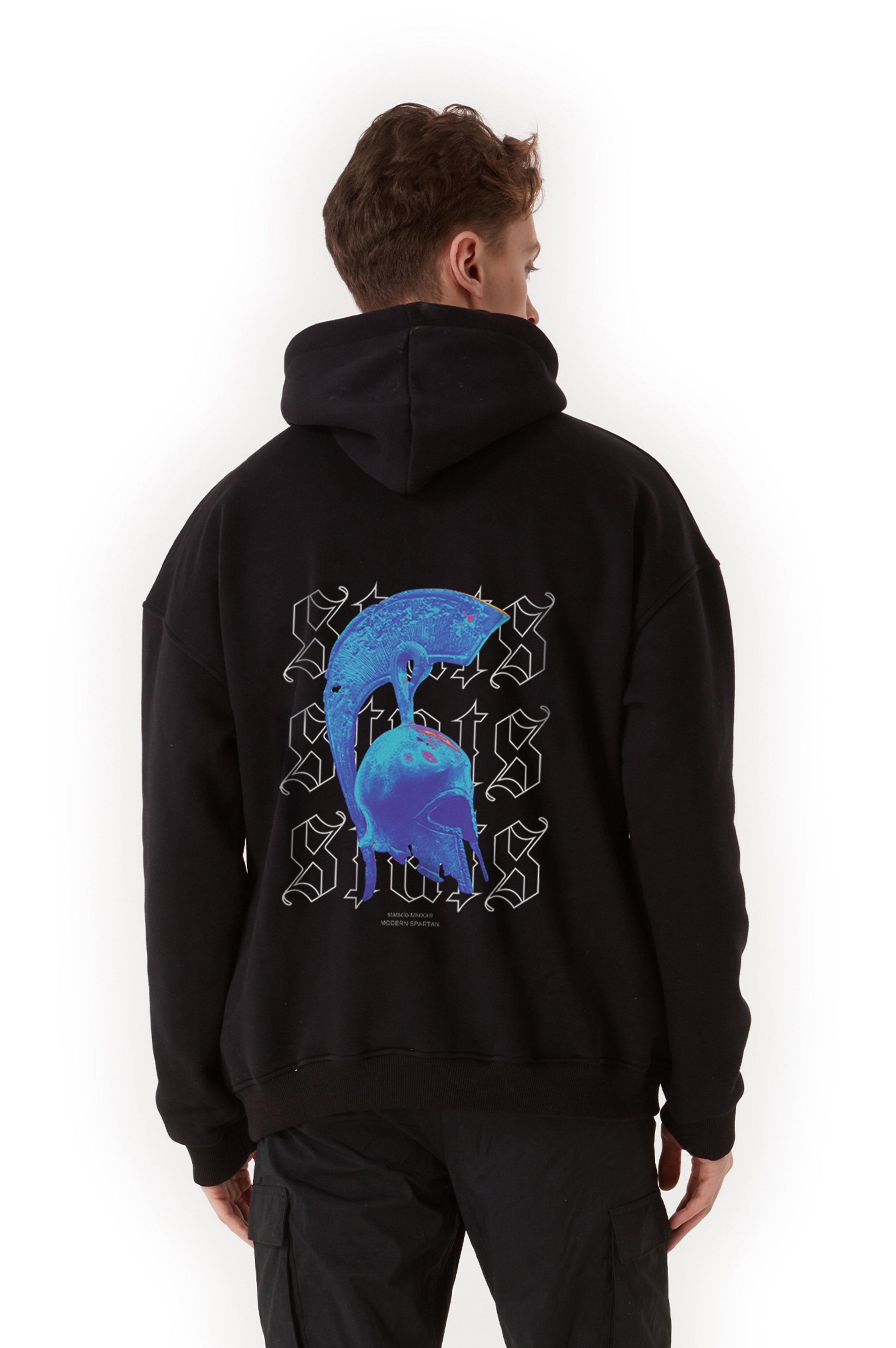 MODERN SPARTAN OVERSIZED HOODIE MEN - Black