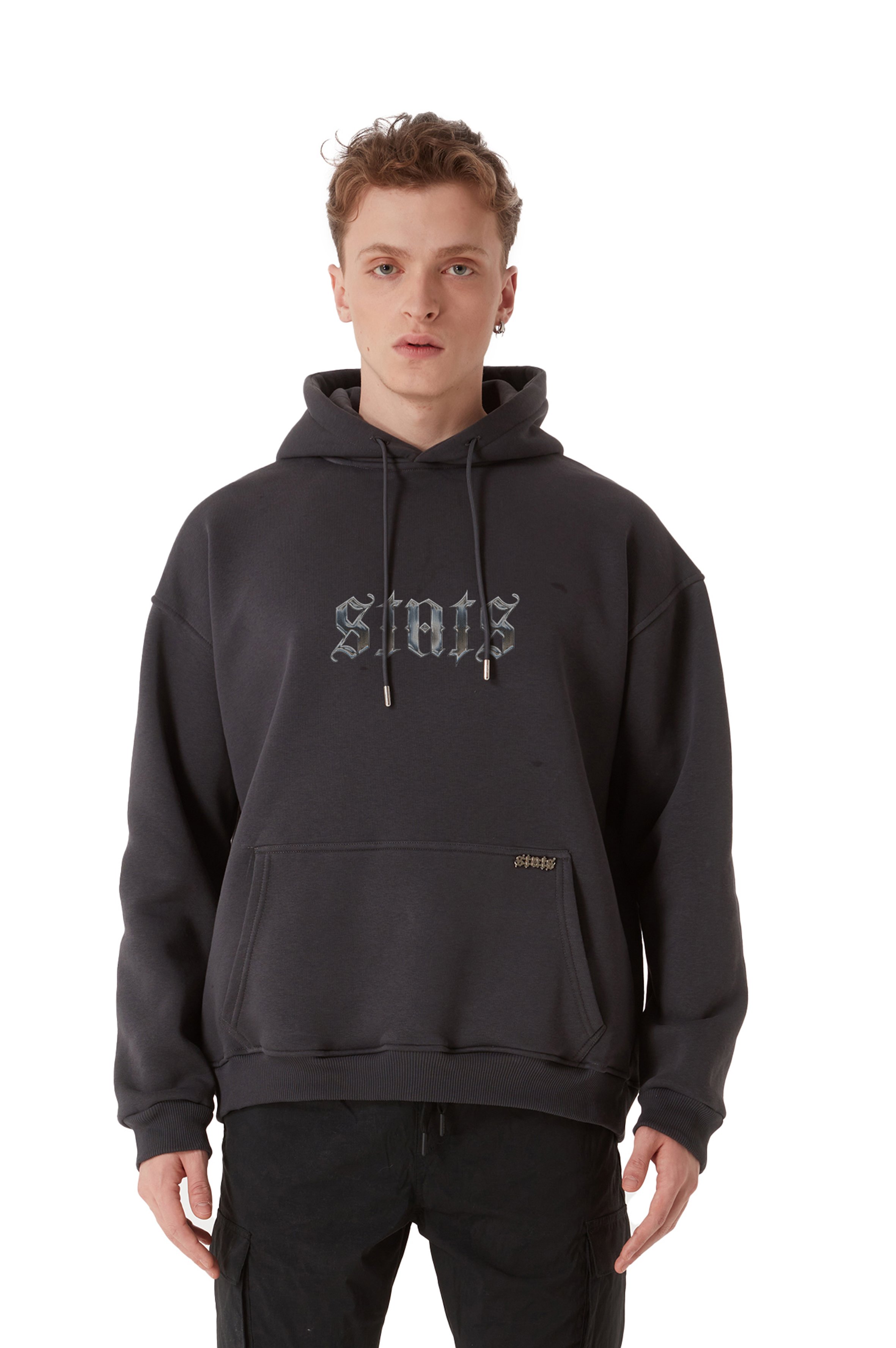 ORIGINALS STATS CHROME OVERSIZED HOODIE MEN - Gray