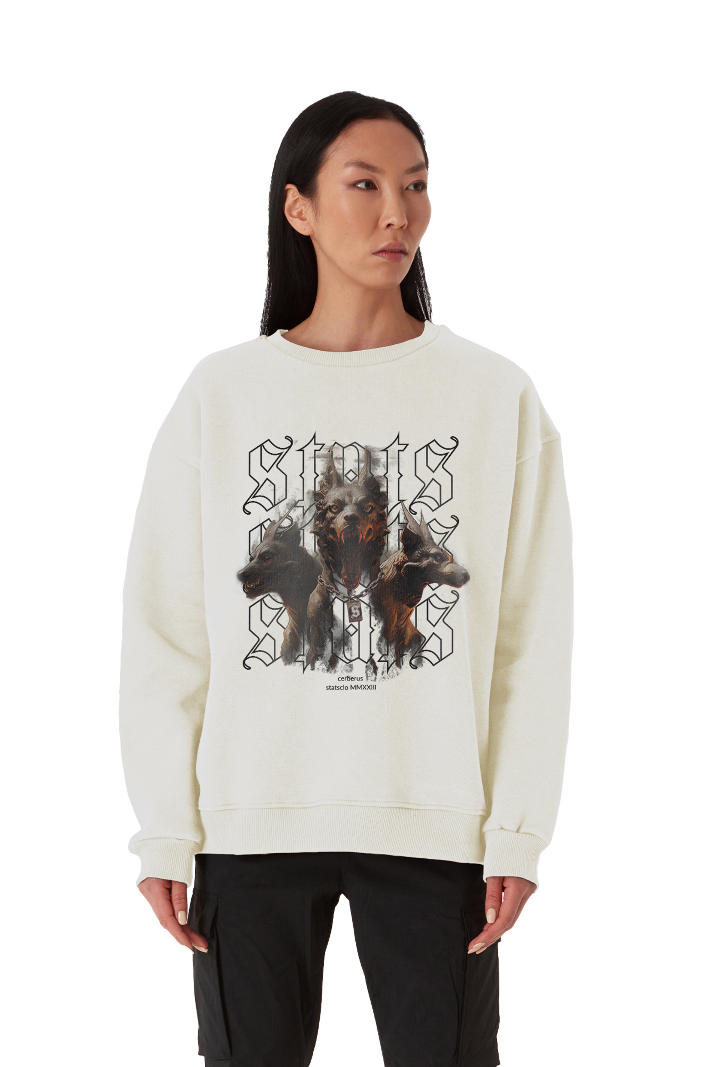 CERBERUS OVERSIZED HEAVY SWEATSHIRT WOMEN - Beige