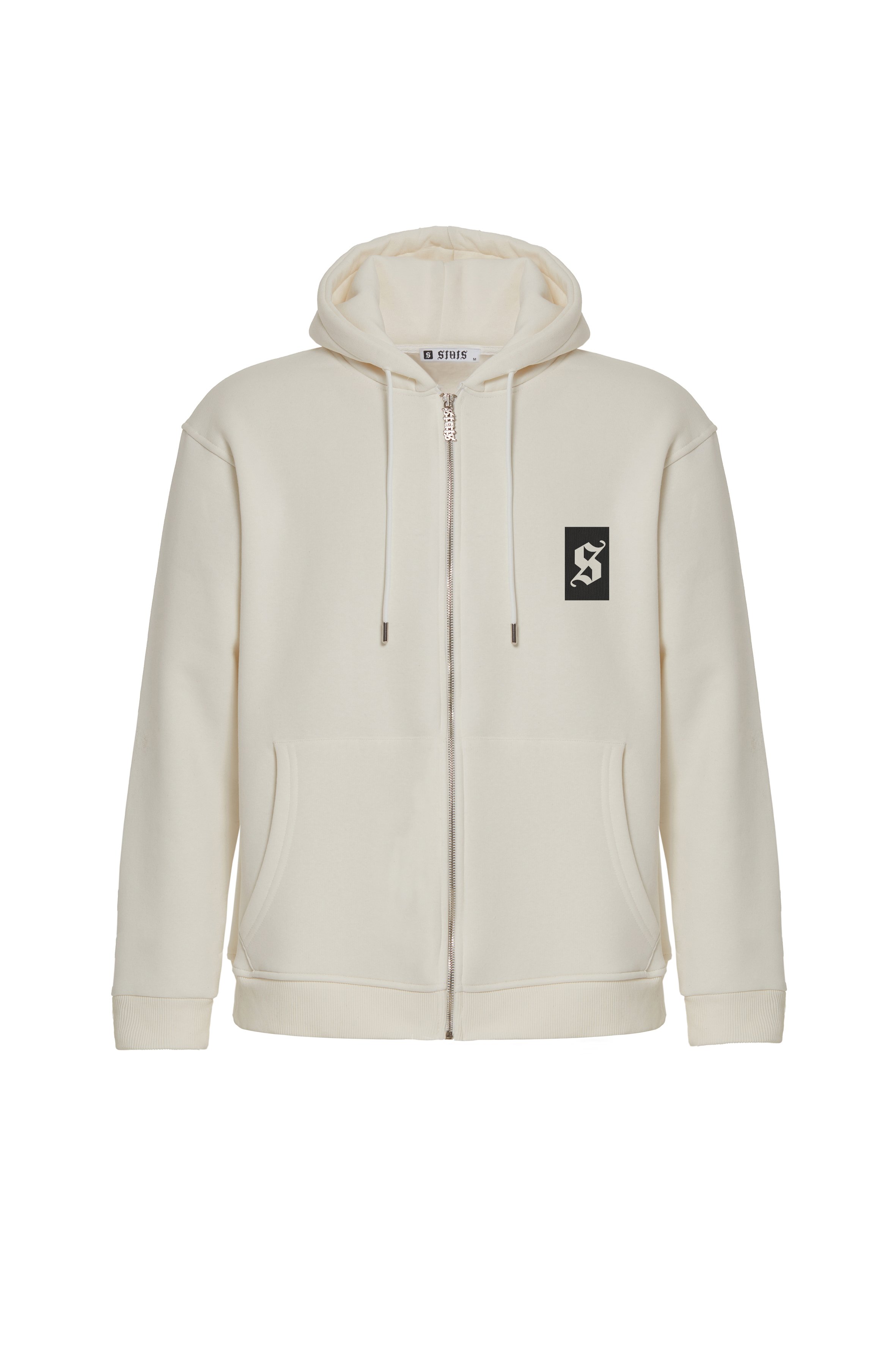 ORIGINALS TRIPLE SIGNATURE OVERSIZED BEIGE ZIP HOODIE MEN