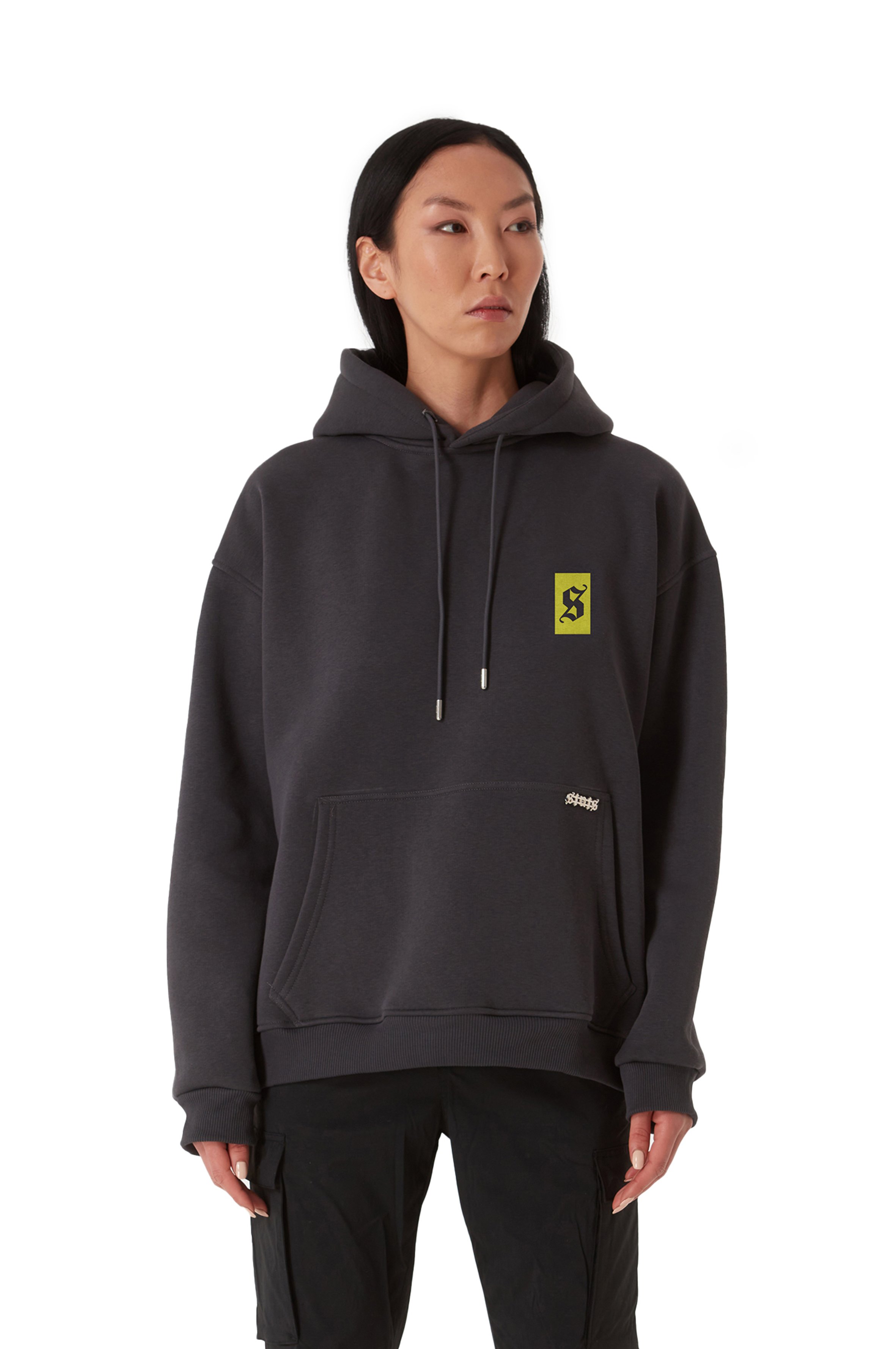 ORIGINALS YELLOW SIGNATURE OVERSIZED GRAY HOODIE WOMEN