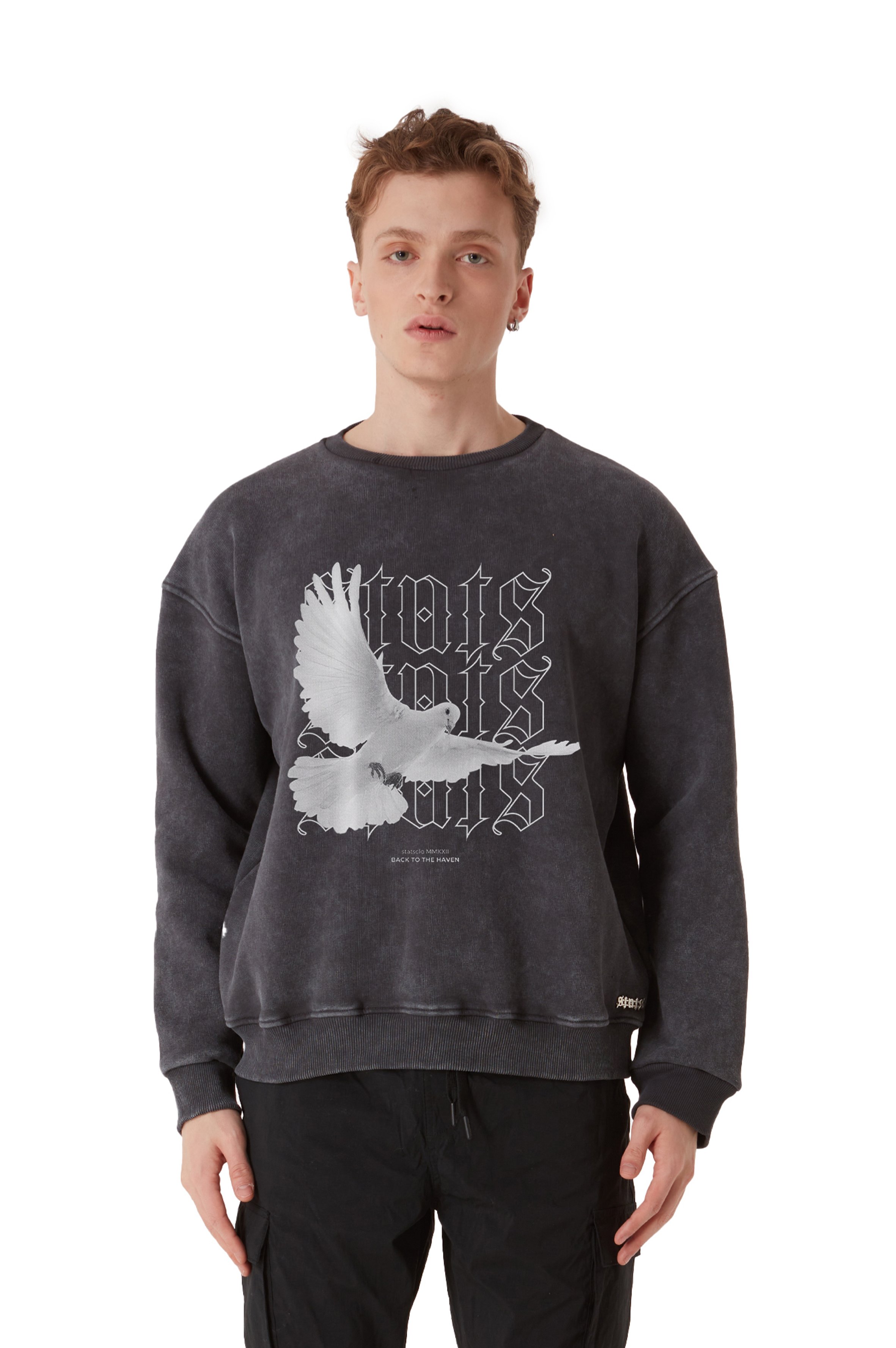 PIGEON OVERSIZED HEAVY SWEATSHIRT MEN - Stone