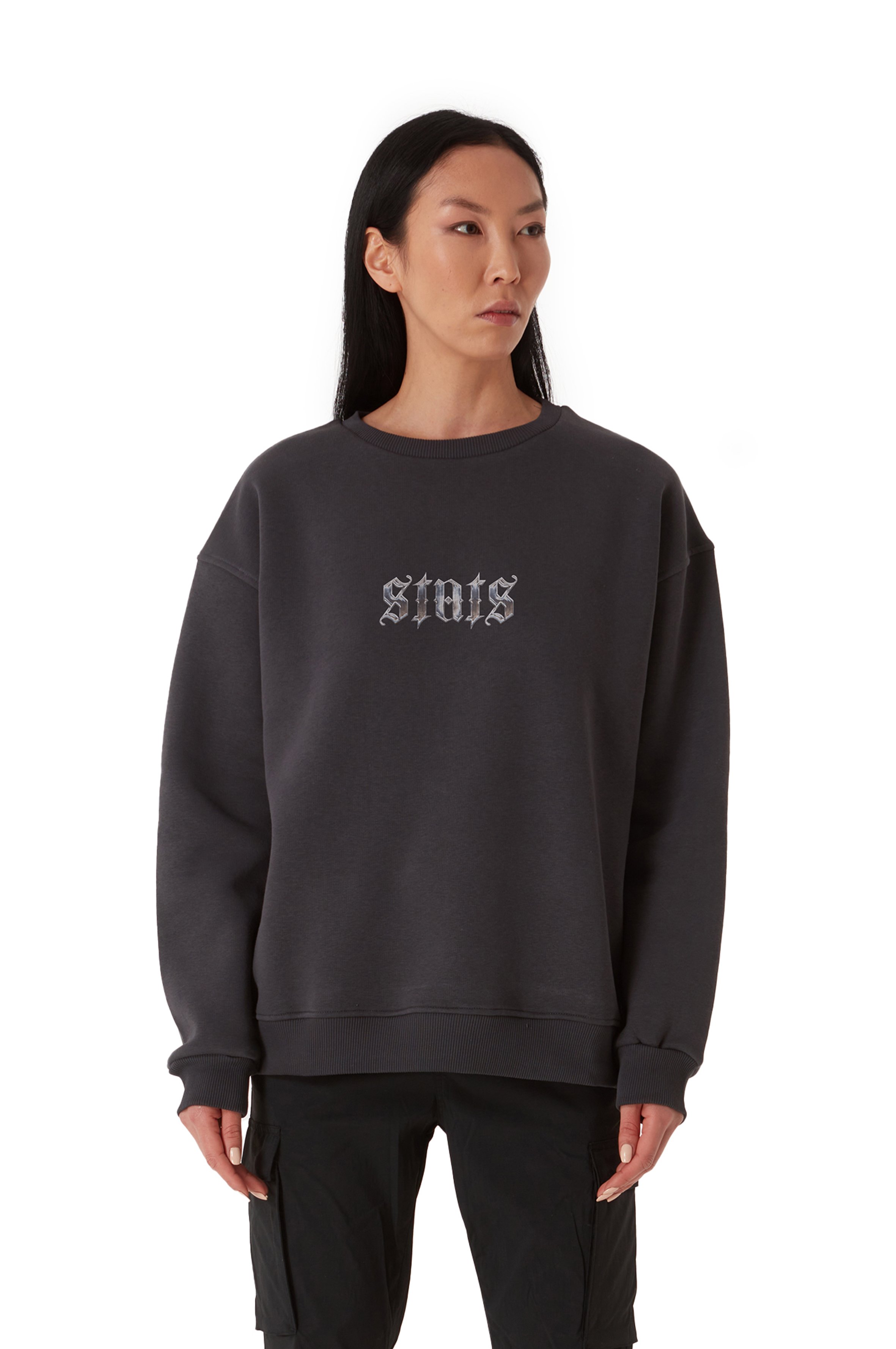 ORIGINALS MONO CHROME OVERSIZED HEAVY GRAY SWEATSHIRT WOMEN