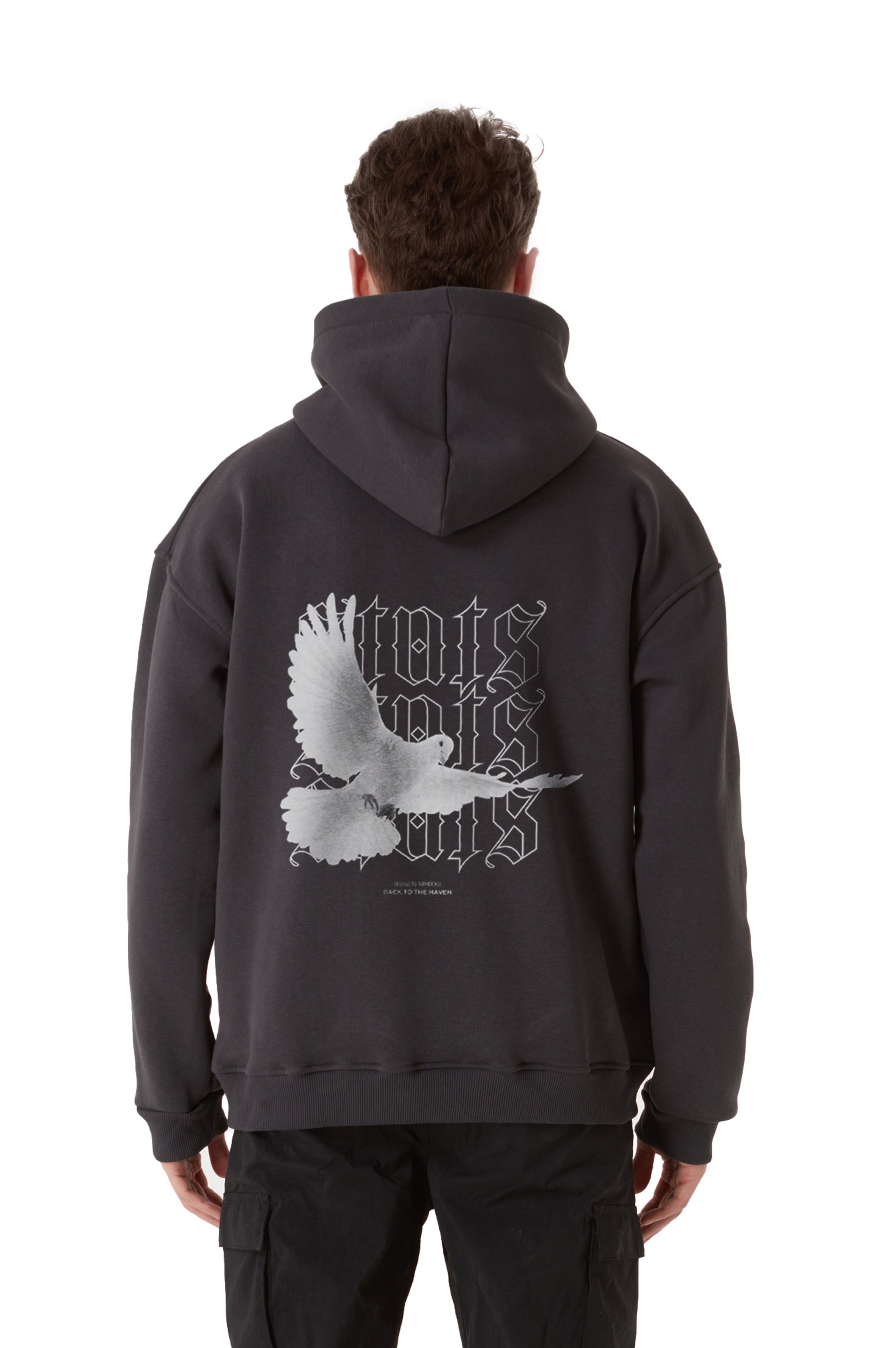 PIGEON OVERSIZED ZIP HOODIE MEN - Gray