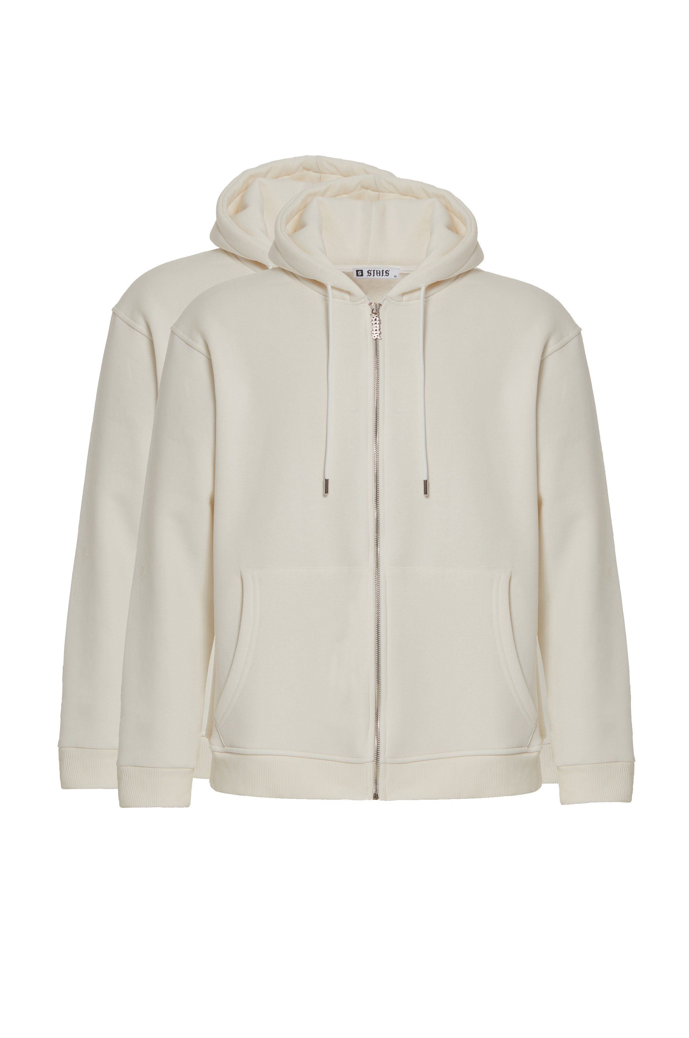 2 INN 1 STATS BLANK OVERSIZED ZIP HOODIE WOMEN - Beige