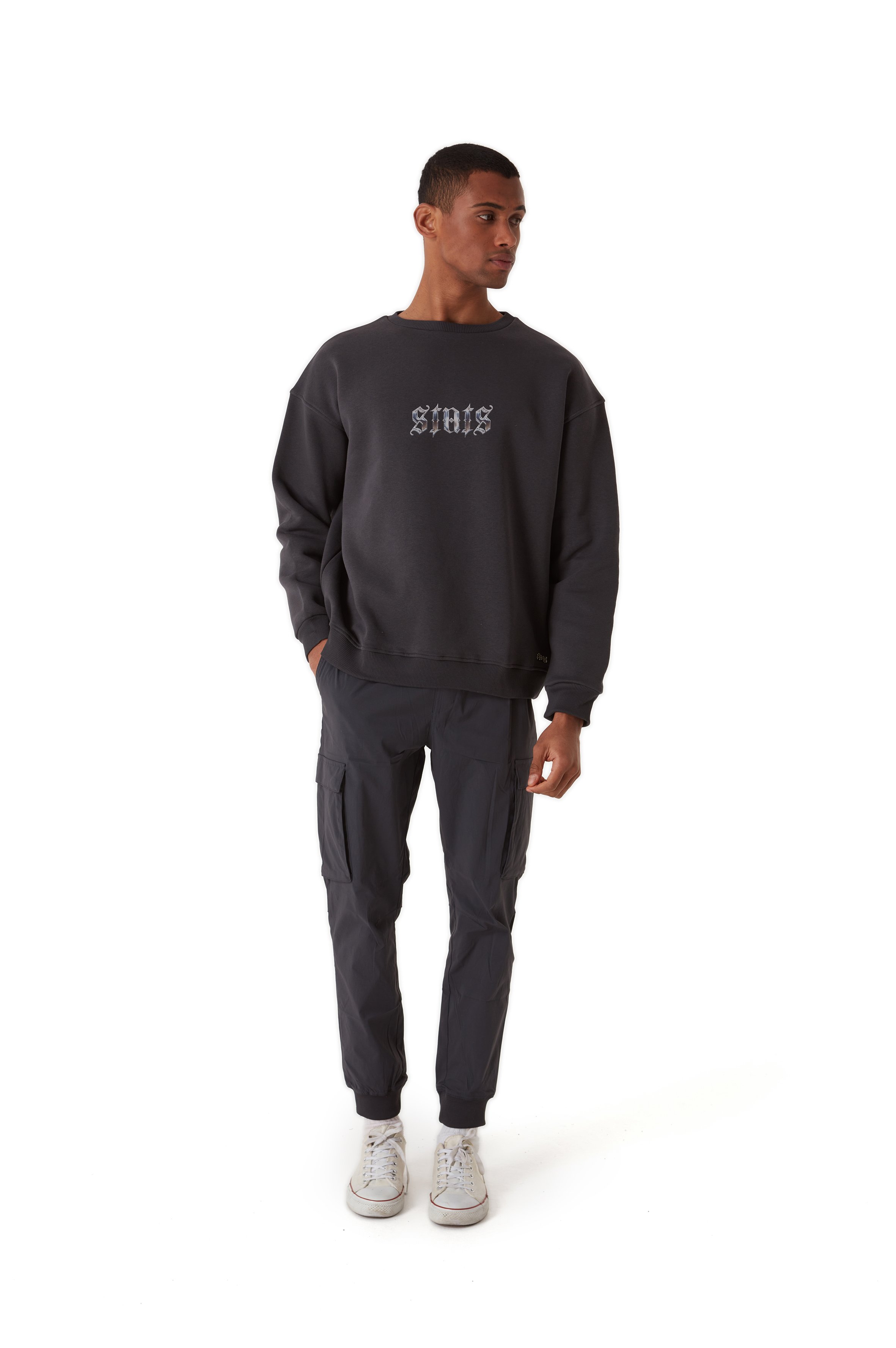 ORIGINALS MONO CHROME OVERSIZED HEAVY GRAY SWEATSHIRT MEN