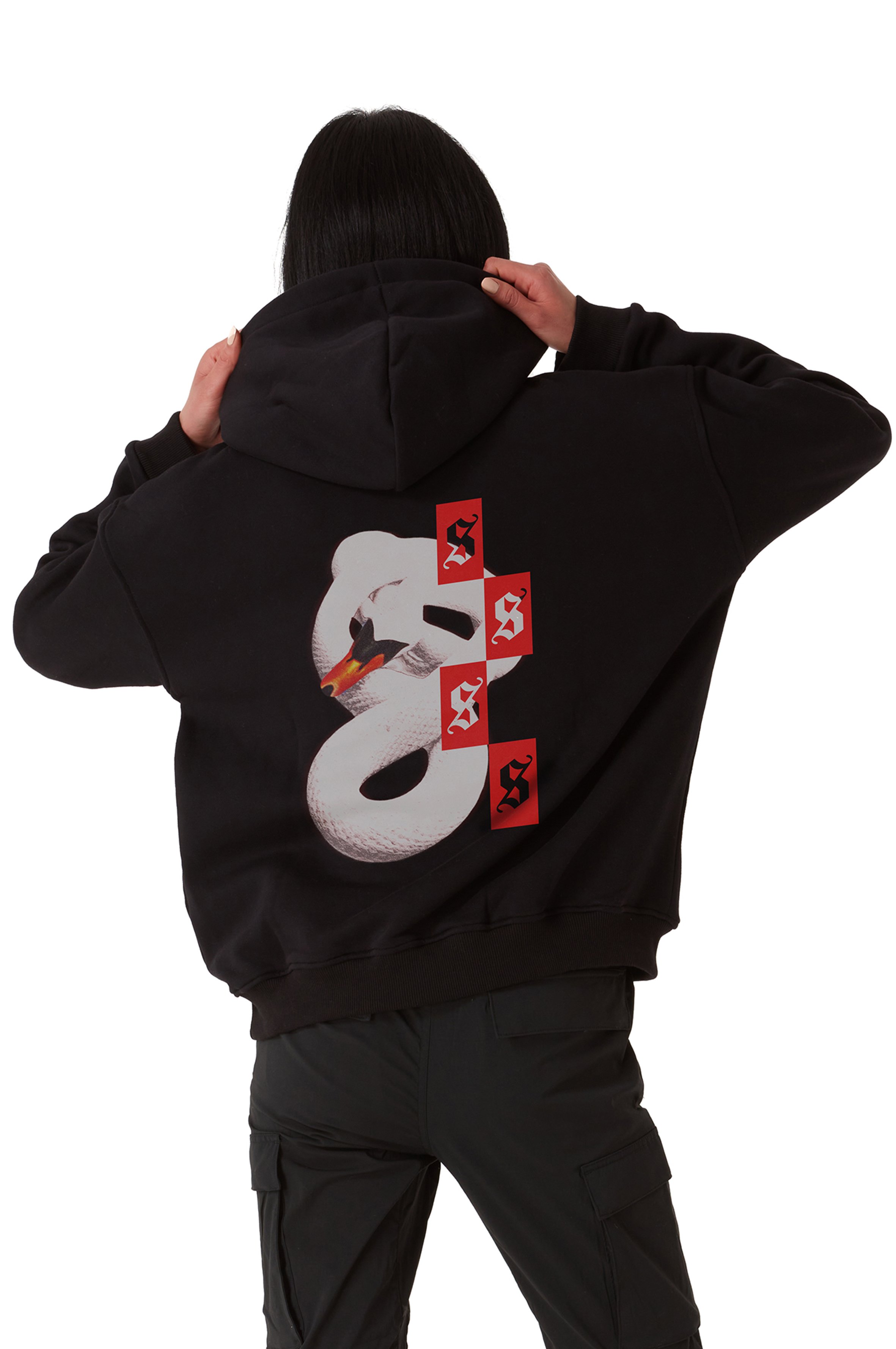 SNAKE OVERSIZED HOODIE WOMEN - Black