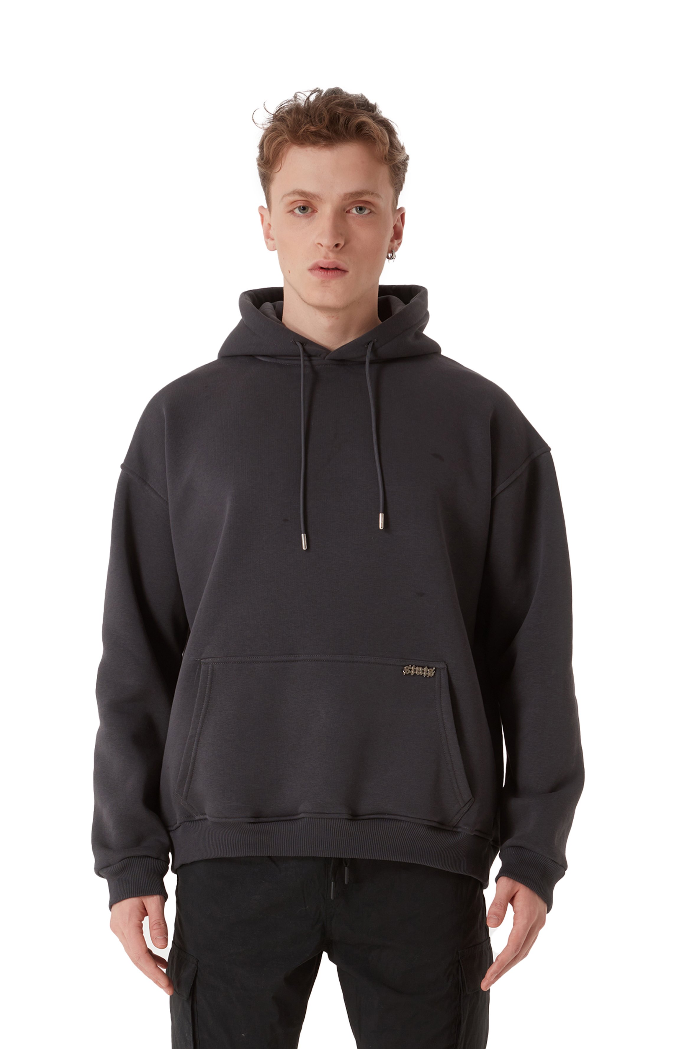 STATS BLANK OVERSIZED HOODIE MEN - Gray