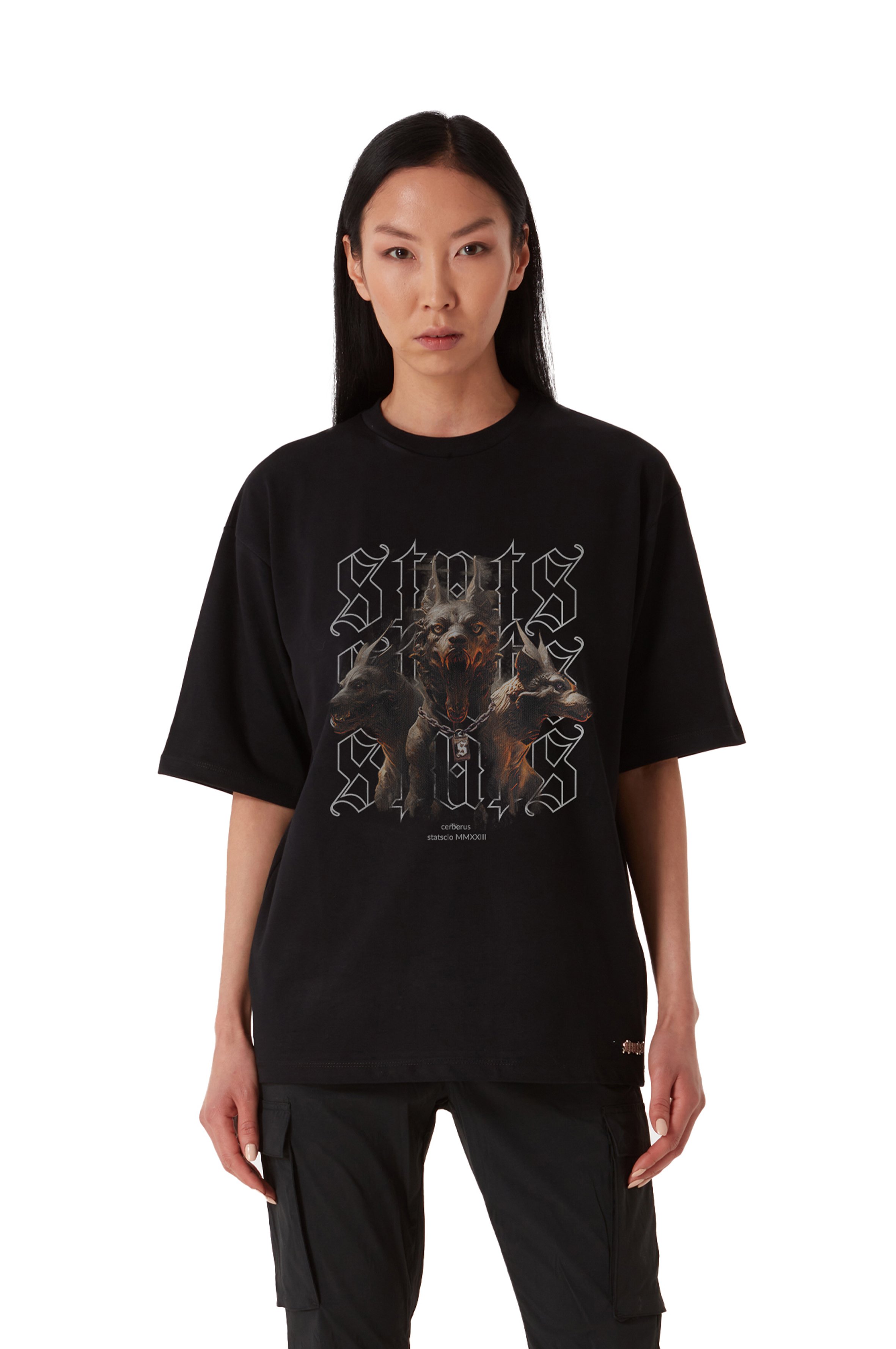 CERBERUS OVERSIZED HEAVY TEE WOMEN - Black