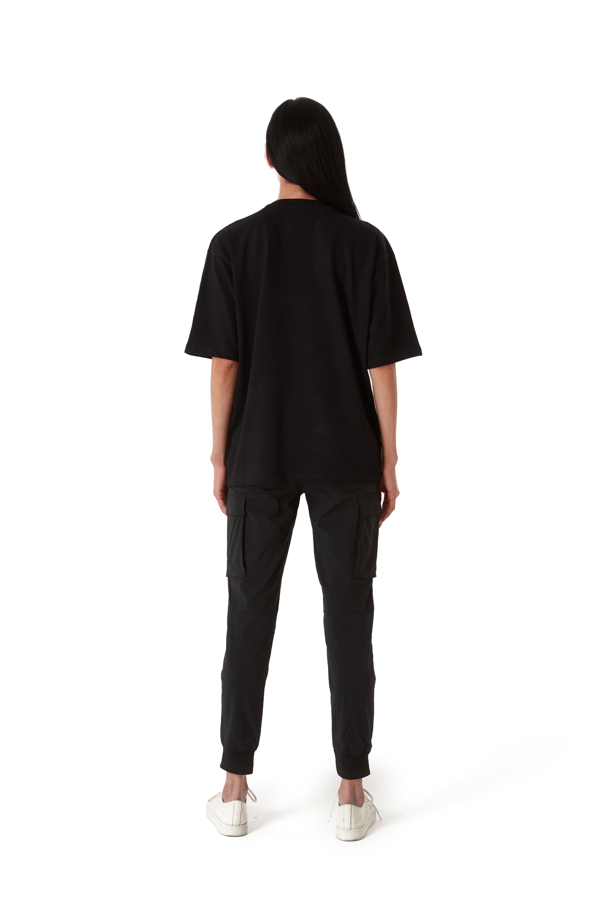 ORIGINALS CROME STATS OVERSIZED BLACK TEE WOMEN