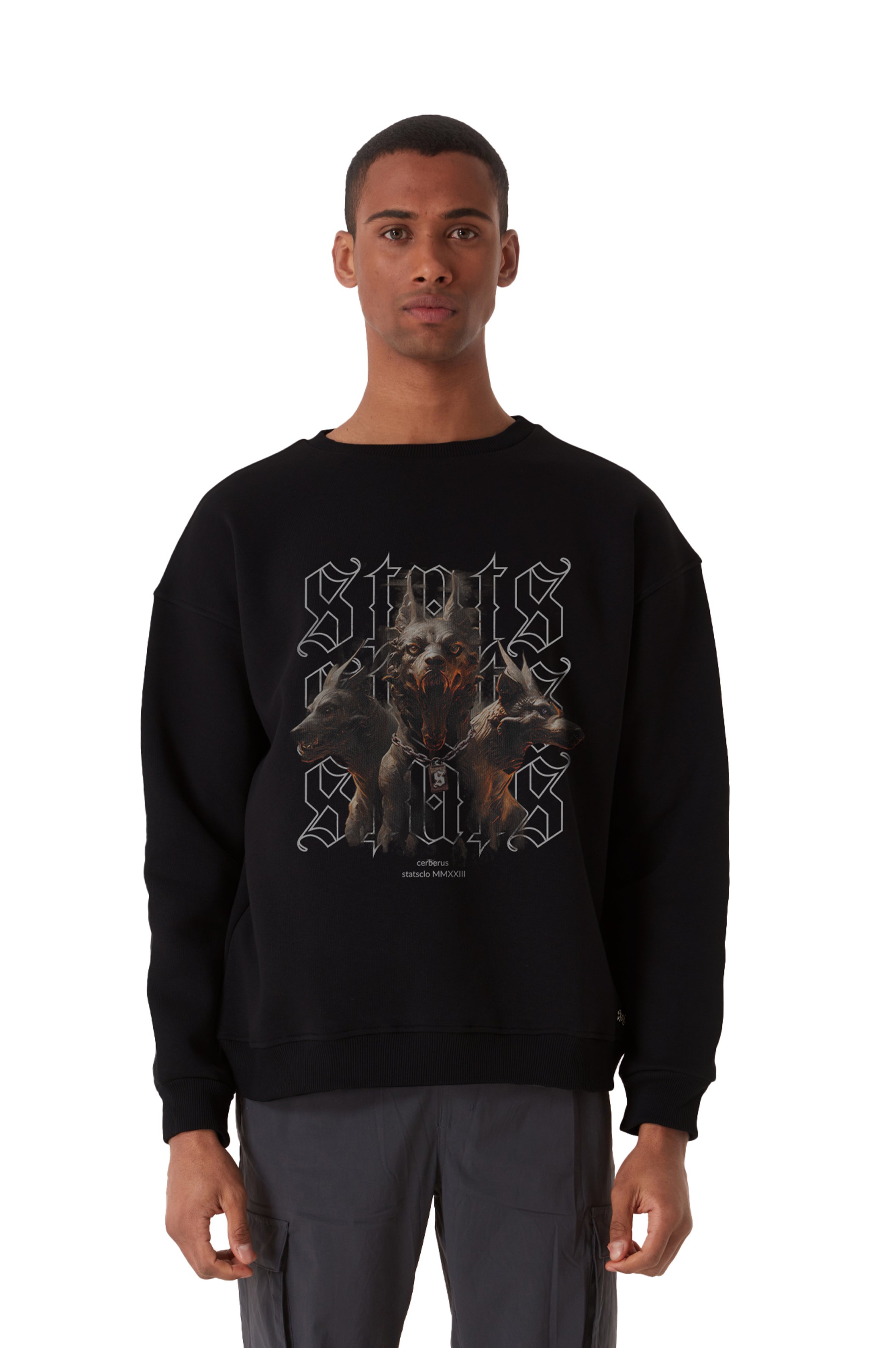 CERBERUS OVERSIZED HEAVY SWEATSHIRT MEN - Black